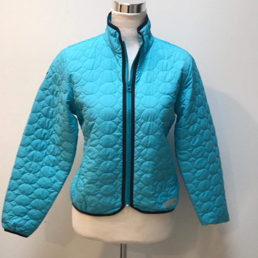 Descente DNA turquoise quilted zip front jacket,6
